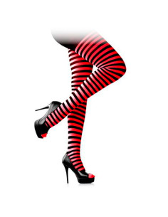 Tradineur - Pantis con rayas negras y rojas, 90% poliéster y 10% licra, complemento para disfraces, carnaval, Halloween, cosplay