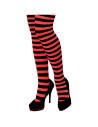 Tradineur - Pantis con rayas negras y rojas, 90% poliéster y 10% licra, complemento para disfraces, carnaval, Halloween, cosplay