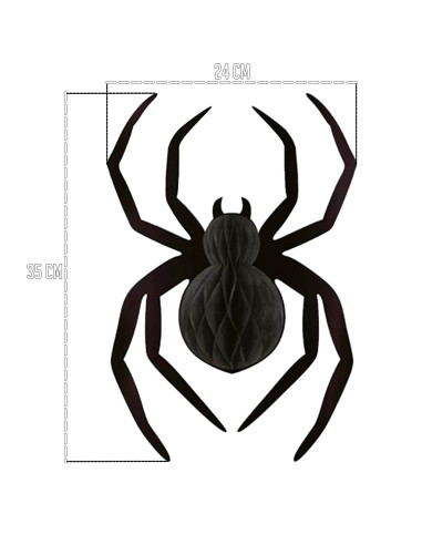 Tradineur - Pack de 2 Arañas de Papel para Halloween - Adorno de Papel - Decoración para Halloween - 24 x 35 cm - Color Negro