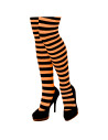 Tradineur - Pantis con rayas negras y naranjas, 90% poliéster y 10% licra, complemento para disfraces, carnaval, Halloween, cosp