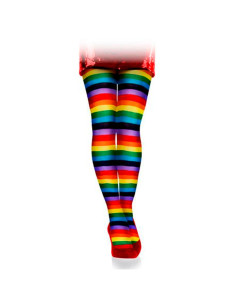 Tradineur - Pantis con rayas arco iris, 90% poliéster y 10% licra, complemento para disfraces, carnaval, Halloween, cosplay, fie