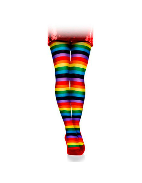 Tradineur - Pantis con rayas arco iris, 90% poliéster y 10% licra, complemento para disfraces, carnaval, Halloween, cosplay, fie