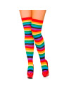Tradineur - Pantis con rayas arco iris, 90% poliéster y 10% licra, complemento para disfraces, carnaval, Halloween, cosplay, fie