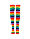 Tradineur - Pantis con rayas arco iris, 90% poliéster y 10% licra, complemento para disfraces, carnaval, Halloween, cosplay, fie