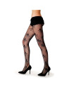 Tradineur - Pantis de red con calaveras, negro, 90% poliéster y 10% licra, complemento para disfraz de pirata, carnaval, Hallowe