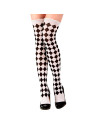 Tradineur - Medias blancas con rombos negros, 90% poliéster + 10% licra, complemento para disfraces, carnaval, Halloween, cospla