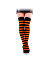 Tradineur - Medias con rayas negras y naranjas, 90% poliéster + 10% licra, complemento para disfraces, carnaval, Halloween, cosp