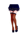 Tradineur - Medias con rayas negras y naranjas, 90% poliéster + 10% licra, complemento para disfraces, carnaval, Halloween, cosp