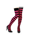 Tradineur - Medias con rayas negras y fucsia, 90% poliéster + 10% licra, complemento para disfraces, carnaval, Halloween, cospla
