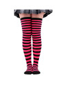 Tradineur - Medias con rayas negras y fucsia, 90% poliéster + 10% licra, complemento para disfraces, carnaval, Halloween, cospla