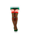 Tradineur - Medias con rayas rojas y verdes, 90% poliéster + 10% licra, complemento para disfraces, carnaval, Halloween, cosplay