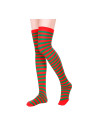 Tradineur - Medias con rayas rojas y verdes, 90% poliéster + 10% licra, complemento para disfraces, carnaval, Halloween, cosplay