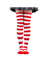 Tradineur - Medias con rayas rojas y blancas, 90% poliéster + 10% licra, complemento para disfraces, carnaval, Halloween, cospla