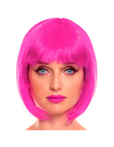 Tradineur - Peluca Bob fucsia para mujer, fibra sintética, complemento para disfraz de carnaval, Halloween, cosplay, fiestas (Ad