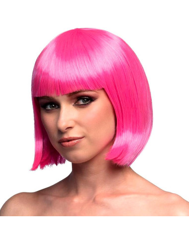 Tradineur - Peluca Bob fucsia para mujer, fibra sintética, complemento para disfraz de carnaval, Halloween, cosplay, fiestas (Ad