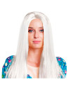 Tradineur - Peluca extralarga blanca para mujer, fibra sintética, complemento para disfraz de carnaval, Halloween, cosplay, fies