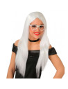Tradineur - Peluca extralarga blanca para mujer, fibra sintética, complemento para disfraz de carnaval, Halloween, cosplay, fies