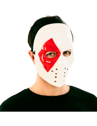 Tradineur - Máscara de asesino Póker - Fabricado en Plástico - Complemento para disfraces -  Ideal para disfrutar de Halloween y