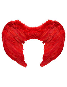 Tradineur - Alas de ángel con plumas y tirantes elásticos, complemento para disfraz de Halloween, carnaval, cosplay, fiestas, na