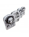 Tradineur - Pack de 4 Lápidas RIP para Halloween - Decoración de temporada - Adornos para Halloween - 11,5 x 7,5 cm - Modelos Al