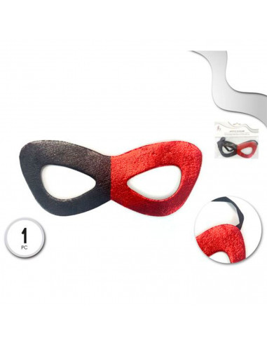 Tradineur - Antifaz bicolor para Carnaval - Complemento para carnaval, Halloween y celebraciones - Color Negro / Rojo