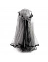 Tradineur - Velo de novia muerta con lazo, poliéster, complemento para disfraz de carnaval, Halloween, cosplay, fiestas temática