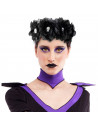 Tradineur - Cinta para pelo con rosas negras y calaveras, poliéster y plástico, complemento para disfraz de carnaval, Halloween,