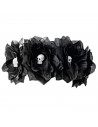Tradineur - Cinta para pelo con rosas negras y calaveras, poliéster y plástico, complemento para disfraz de carnaval, Halloween,