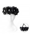 Tradineur - Cinta para pelo con rosas negras y calaveras, poliéster y plástico, complemento para disfraz de carnaval, Halloween,