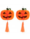 Tradineur - Pack de 2 Calabazas colgantes para Halloween - Fabricado en Papel - Decoración de temporada - Adornos para Halloween