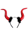 Tradineur - Diadema de demonio rojo, poliéster y plástico, complemento para disfraz de diablesa, carnaval, Halloween, cosplay, f