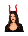Tradineur - Diadema de demonio rojo, poliéster y plástico, complemento para disfraz de diablesa, carnaval, Halloween, cosplay, f