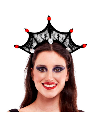 Tradineur - Diadema de reina malvada, poliéster y plástico, complemento para disfraces de carnaval, Halloween, cosplay, fiestas
