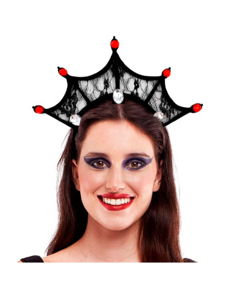 Tradineur - Diadema de reina malvada, poliéster y plástico, complemento para disfraces de carnaval, Halloween, cosplay, fiestas