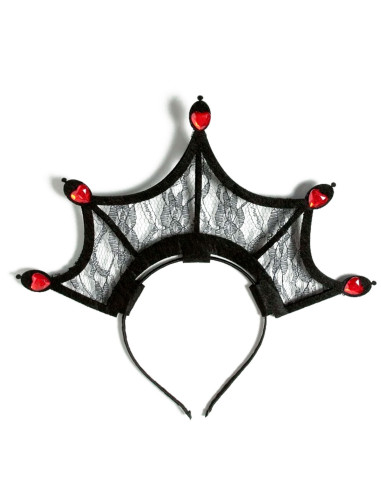 Tradineur - Diadema de reina malvada, poliéster y plástico, complemento para disfraces de carnaval, Halloween, cosplay, fiestas