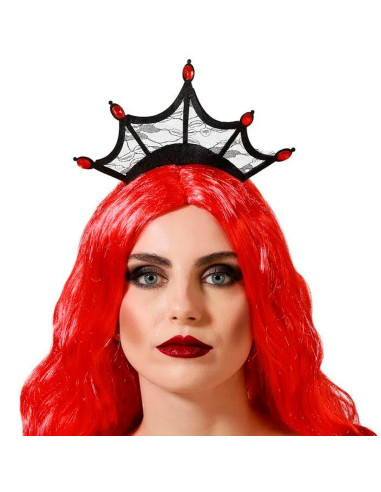 Tradineur - Diadema de reina malvada, poliéster y plástico, complemento para disfraces de carnaval, Halloween, cosplay, fiestas