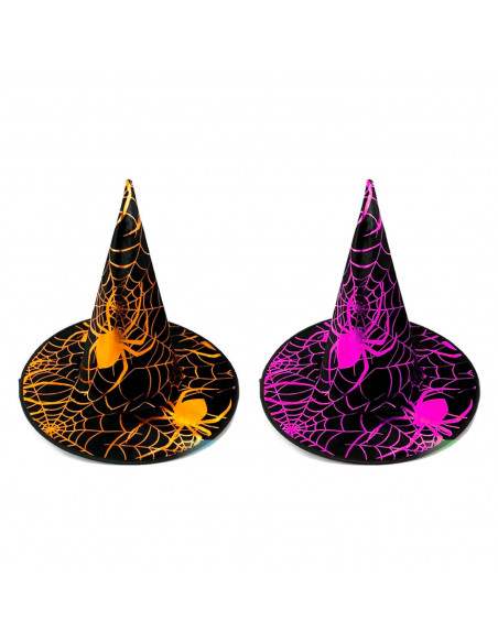 Tradineur - Sombrero de Bruja con diseño de telarañas - Fabricado en Poliéster - Complemento para disfraces -  Ideal para disfru