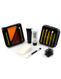 Tradineur - Set de maquillaje para carnaval, modelo Animales, incluye bandeja, 7 ceras, 2 tubos de crema, aplicador y 2 esponjas