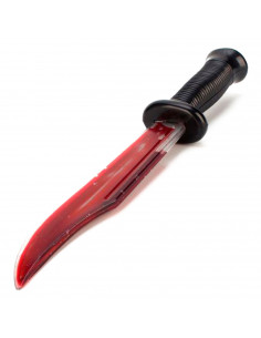 Tradineur - Cuchillo con sangre móvil para Halloween - Fabricado en Plástico - Complemento para disfraces - Longitud de 35 cm