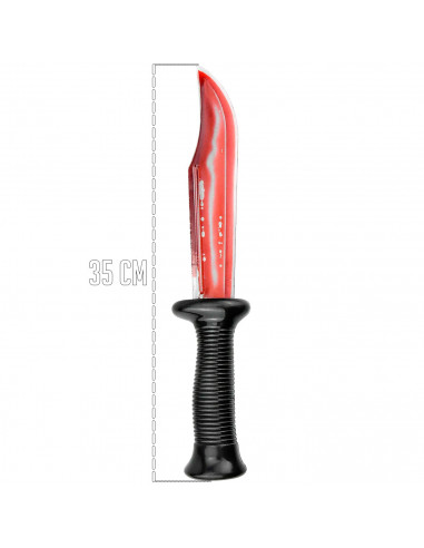 Tradineur - Cuchillo con sangre móvil para Halloween - Fabricado en Plástico - Complemento para disfraces - Longitud de 35 cm