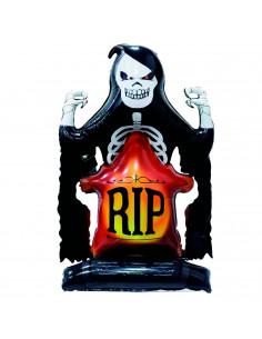 Tradineur - Globo de muerte con base ancha, plástico, colocación de pie, decoración de interior, carnaval, Halloween, fiestas -