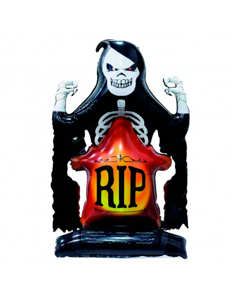 Tradineur - Globo de muerte con base ancha, plástico, colocación de pie, decoración de interior, carnaval, Halloween, fiestas -