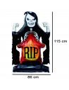 Tradineur - Globo de muerte con base ancha, plástico, colocación de pie, decoración de interior, carnaval, Halloween, fiestas -