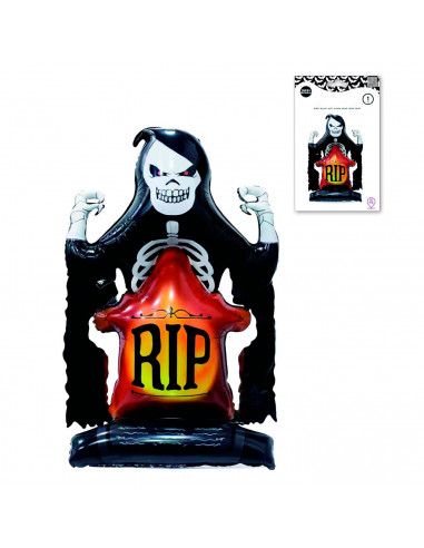 Tradineur - Globo de muerte con base ancha, plástico, colocación de pie, decoración de interior, carnaval, Halloween, fiestas -