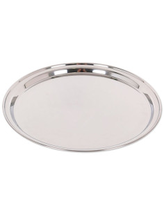 Tradineur - Bandeja redonda para servir, acero inoxidable, llevar comidas y bebidas, camarero, bares, restaurantes, hogar, diseñ
