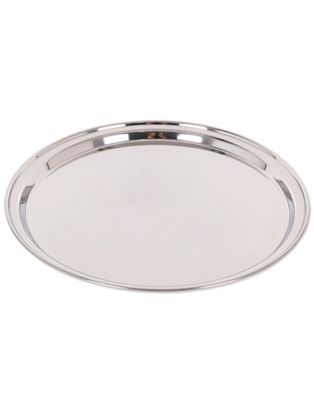 Tradineur - Bandeja redonda para servir, acero inoxidable, llevar comidas y bebidas, camarero, bares, restaurantes, hogar, diseñ
