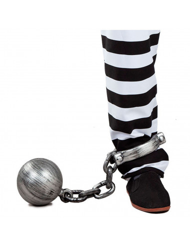 Tradineur - Bola de preso con grillete, plástico, complemento para disfraz de prisionero, carnaval, Halloween, cosplay, fiestas