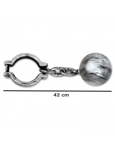 Tradineur - Bola de preso con grillete, plástico, complemento para disfraz de prisionero, carnaval, Halloween, cosplay, fiestas