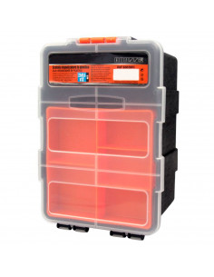 Tradineur - Caja organizadora con bandeja interior de 5 compartimentos, polipropileno, almacenamiento de herramientas, tornillos