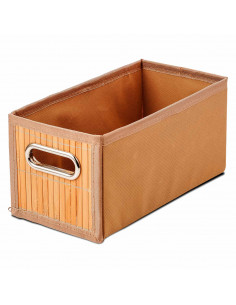 Tradineur - Organizador plegable de bambú con asa, cajón apilable, ordenación, ropa, armario, almacenamiento, productos de aseo,